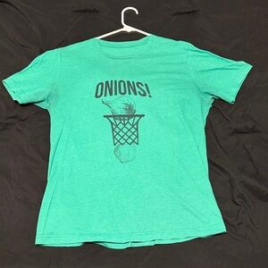 Green Graphic T-Shirt with Onions Print